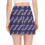 White And Yellow DNA Pattern Print Side Slit Mini Skirt