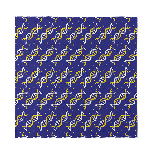 White And Yellow DNA Pattern Print Silk Bandana
