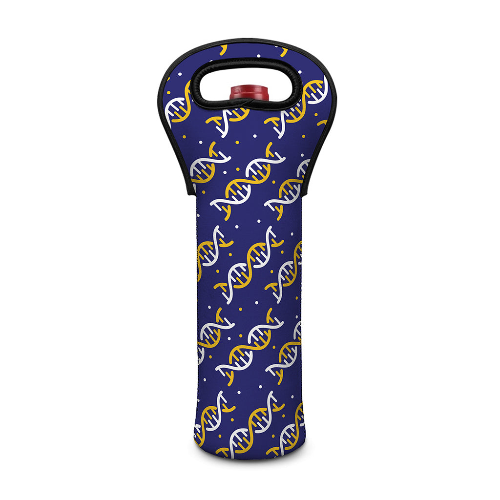 White And Yellow DNA Pattern Print Single Neoprene Wine Tote
