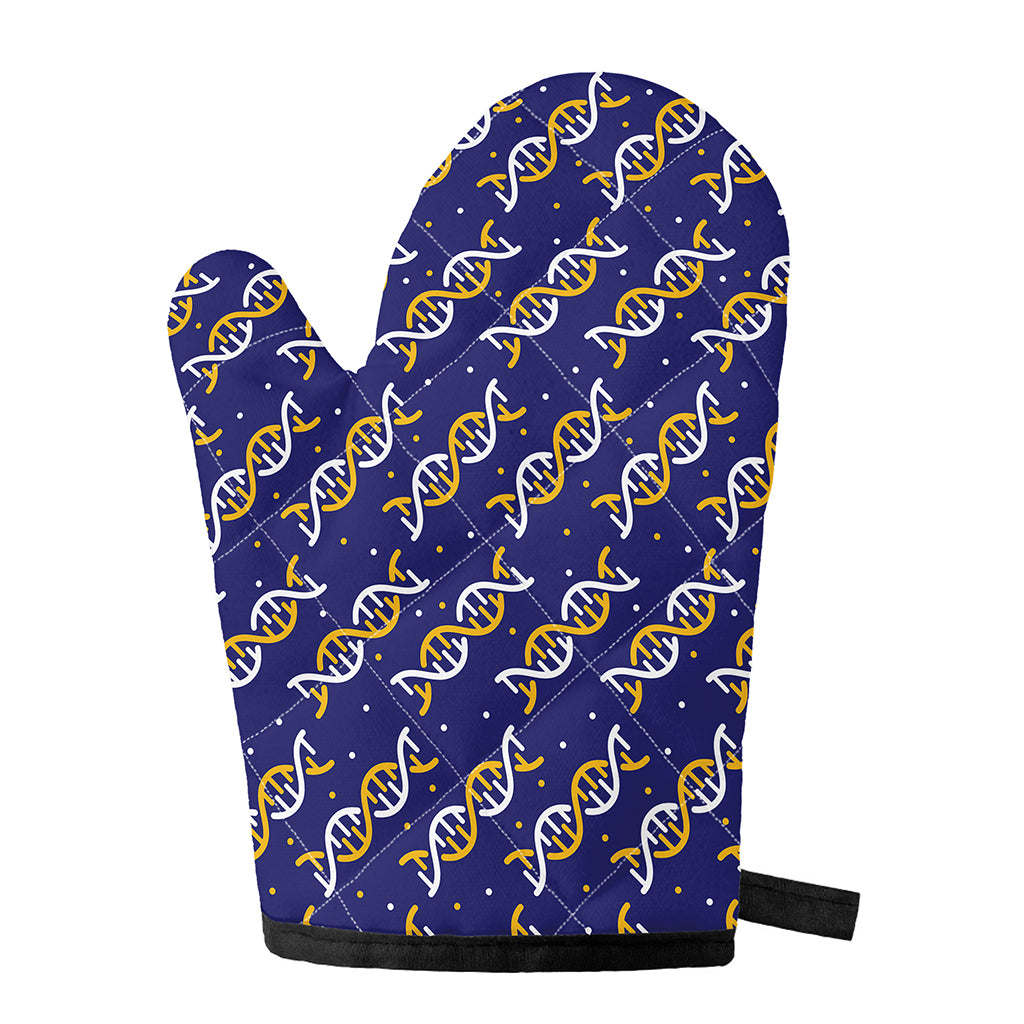 White And Yellow DNA Pattern Print Single Oven Mitt