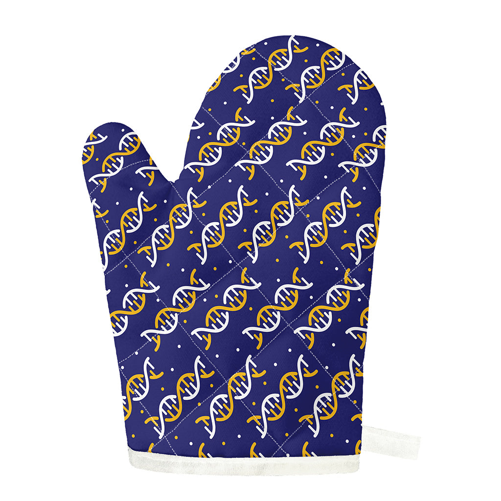 White And Yellow DNA Pattern Print Single Oven Mitt