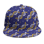 White And Yellow DNA Pattern Print Snapback Cap