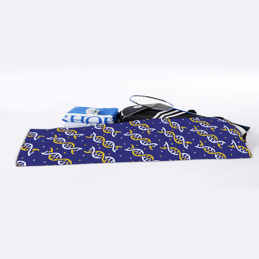 White And Yellow DNA Pattern Print Sports Towel