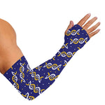 White And Yellow DNA Pattern Print Sun Protection Arm Sleeves