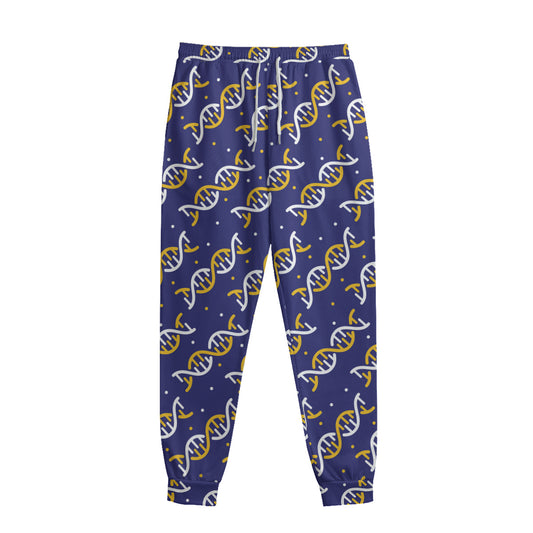 White And Yellow DNA Pattern Print Sweatpants