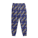 White And Yellow DNA Pattern Print Sweatpants