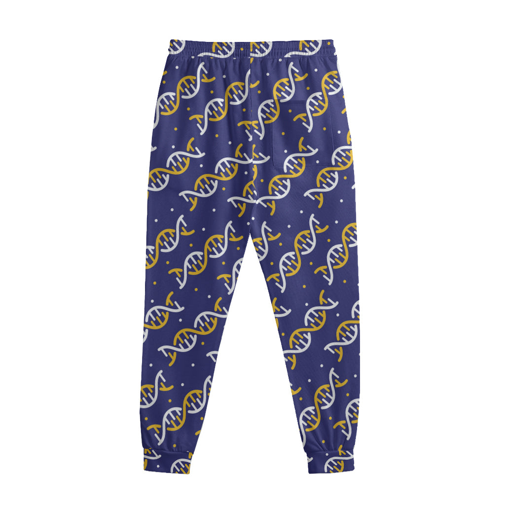 White And Yellow DNA Pattern Print Sweatpants