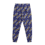 White And Yellow DNA Pattern Print Sweatpants