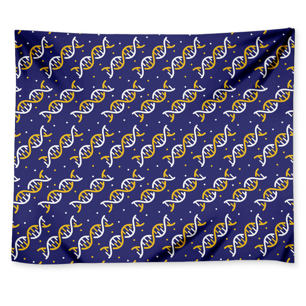 White And Yellow DNA Pattern Print Tapestry