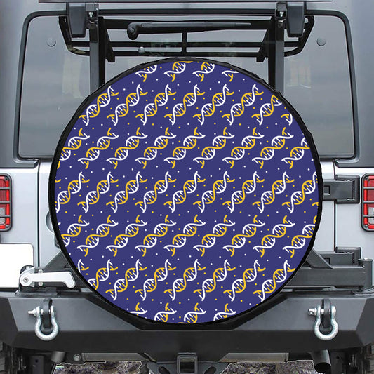 White And Yellow DNA Pattern Print Tire Cover