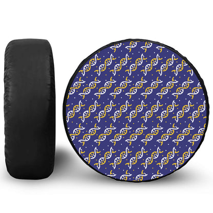 White And Yellow DNA Pattern Print Tire Cover