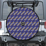 White And Yellow DNA Pattern Print Tire Cover With Camera Hole