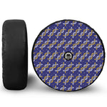 White And Yellow DNA Pattern Print Tire Cover With Camera Hole