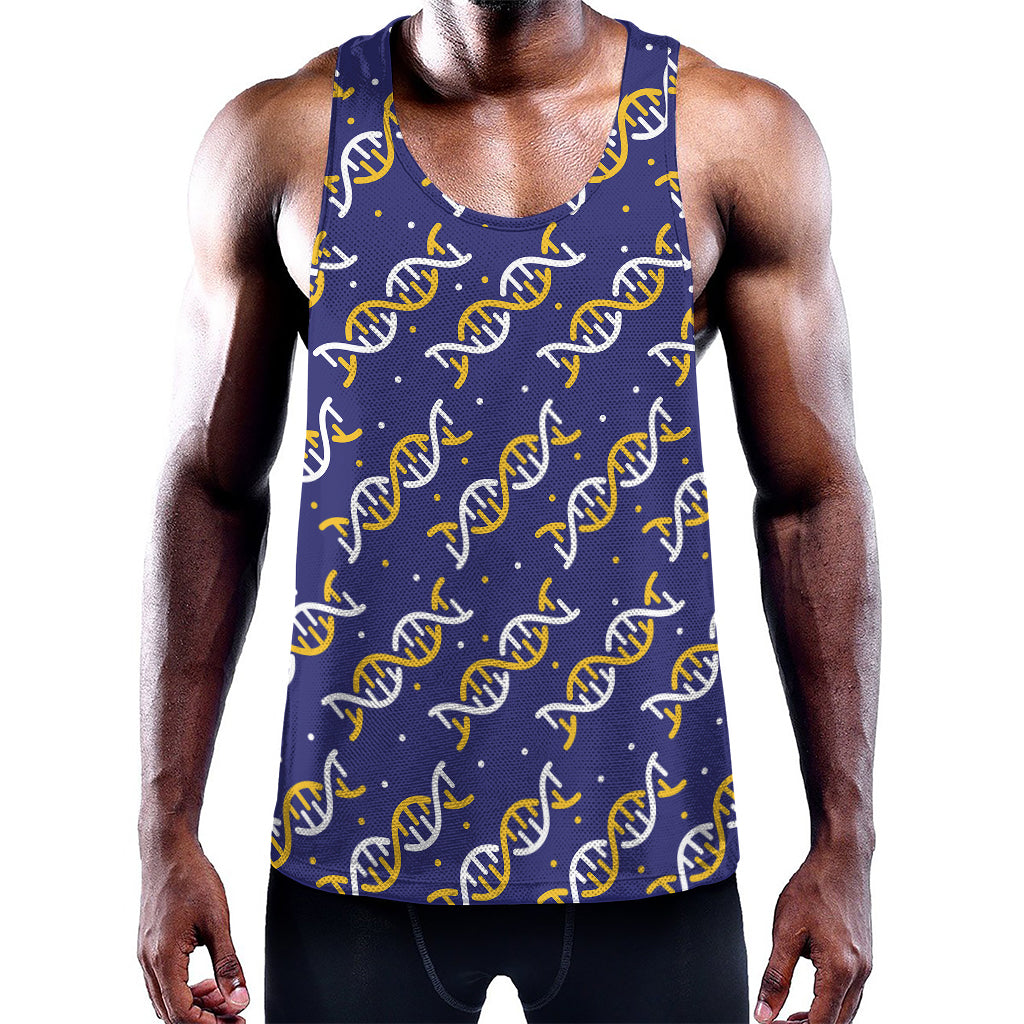 White And Yellow DNA Pattern Print Training Tank Top