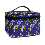 White And Yellow DNA Pattern Print Travel Makeup Bag