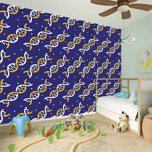 White And Yellow DNA Pattern Print Wall Sticker