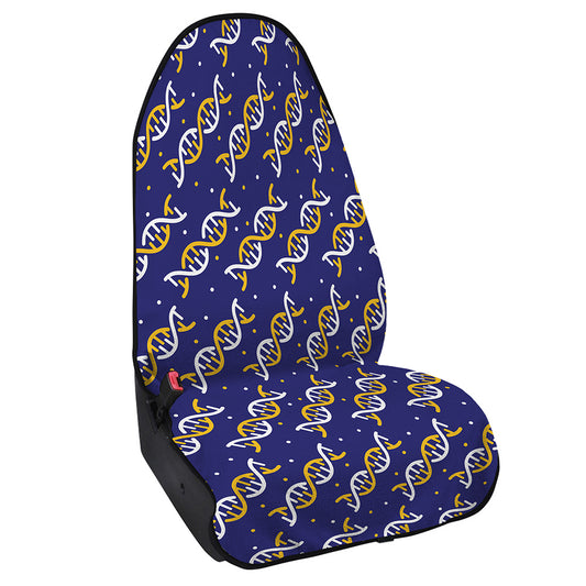 White And Yellow DNA Pattern Print Waterproof Car Seat Cover