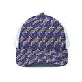 White And Yellow DNA Pattern Print White Mesh Trucker Hat