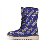 White And Yellow DNA Pattern Print Winter Boots