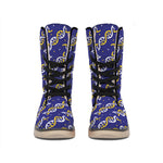 White And Yellow DNA Pattern Print Winter Boots