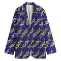 White And Yellow DNA Pattern Print Women's Blazer