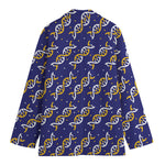 White And Yellow DNA Pattern Print Women's Cotton Blazer