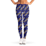 White And Yellow DNA Pattern Print Women's Leggings