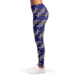 White And Yellow DNA Pattern Print Women's Leggings