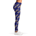 White And Yellow DNA Pattern Print Women's Leggings