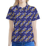 White And Yellow DNA Pattern Print Women's Polo Shirt