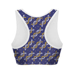 White And Yellow DNA Pattern Print Women's Sports Bra