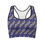 White And Yellow DNA Pattern Print Women's Sports Bra