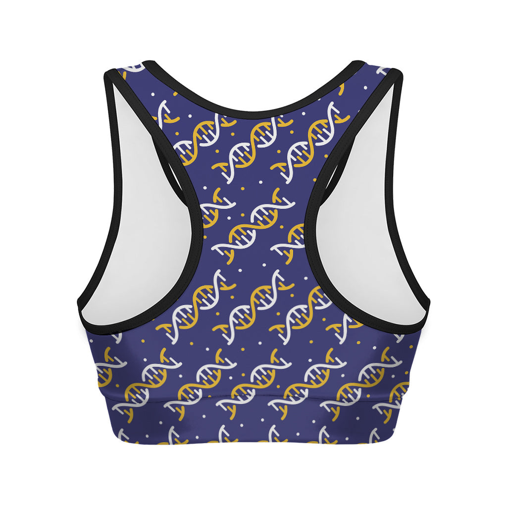 White And Yellow DNA Pattern Print Women's Sports Bra