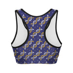White And Yellow DNA Pattern Print Women's Sports Bra