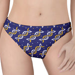 White And Yellow DNA Pattern Print Women's Thong