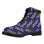 White And Yellow DNA Pattern Print Work Boots