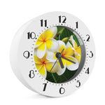 White And Yellow Plumeria Flower Print Alarm Clock