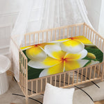White And Yellow Plumeria Flower Print Baby Crib Sheet