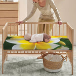 White And Yellow Plumeria Flower Print Baby Crib Sheet