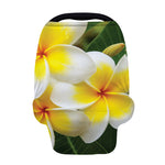 White And Yellow Plumeria Flower Print Baby Seat Cover