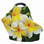 White And Yellow Plumeria Flower Print Baby Seat Cover
