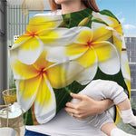 White And Yellow Plumeria Flower Print Baby Seat Cover