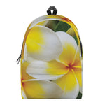 White And Yellow Plumeria Flower Print Backpack