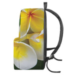 White And Yellow Plumeria Flower Print Backpack