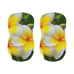 White And Yellow Plumeria Flower Print Bar Stool Covers