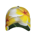 White And Yellow Plumeria Flower Print Baseball Cap