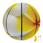 White And Yellow Plumeria Flower Print Basketball