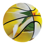White And Yellow Plumeria Flower Print Basketball