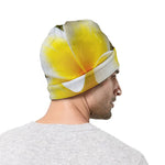 White And Yellow Plumeria Flower Print Beanie