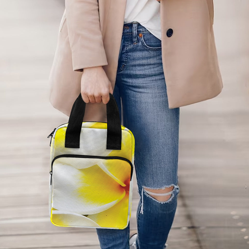 White And Yellow Plumeria Flower Print Bible Tote Bag